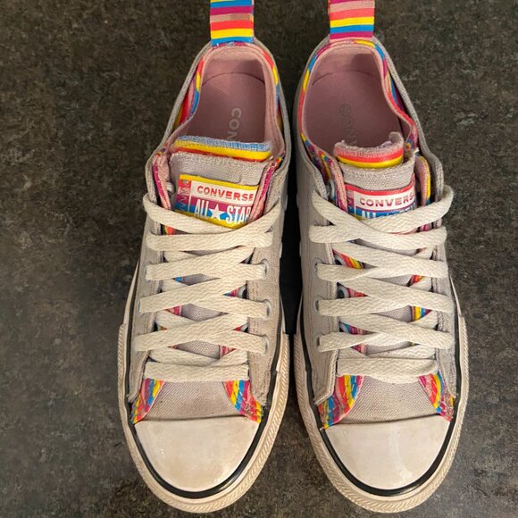 Chuck Taylor All Star Gray Rainbow Stripe- Size 2 - Picture 6 of 9